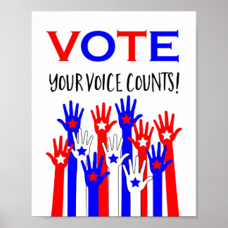 Stimme! Deine Stimme zählt! Patriotische Handstars Poster