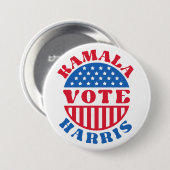 Stimme für Kamala Harris Retro Patriotic Button (Vorne & Hinten)