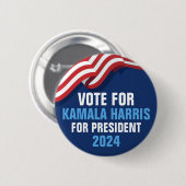 Stimme Kamala Harris für Präsident 2024 Blue Button (Vorne & Hinten)