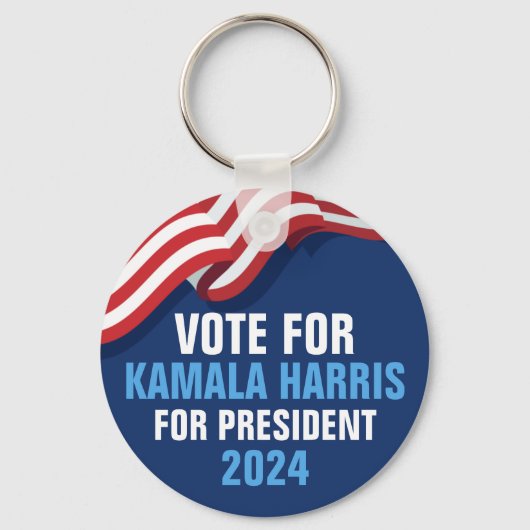 Stimme Kamala Harris für Präsident 2024 Blue Schlüsselanhänger (Vorderseite)