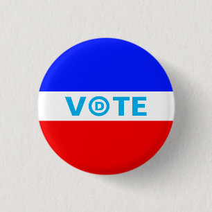 Stimme mit Logo der Demokratischen Partei auf blau Button