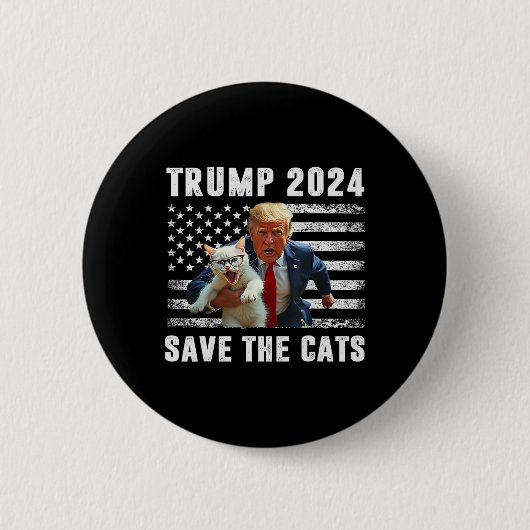 Stimme Trump 2025 Lustig Katzen Retten Button (Vorderseite)