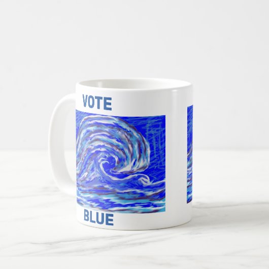 Stimmen Sie blau! Kaffeetasse (Vorderseite Links)