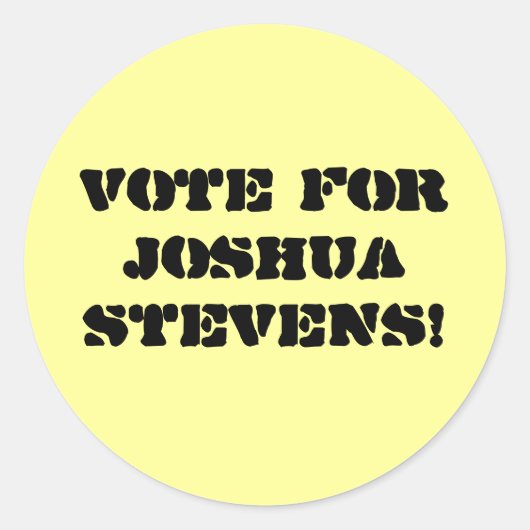 Stimmen Sie für Joshua Stevens! Runder Aufkleber (Vorderseite)