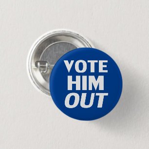Stimmen Sie ihn aus blau-weiß-moderner Typografie Button