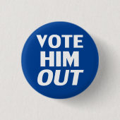 Stimmen Sie ihn aus blau-weiß-moderner Typografie Button (Vorderseite)