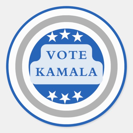 Stimmen Sie Kamala Harris. Blauer Kreis Runder Aufkleber (Vorderseite)