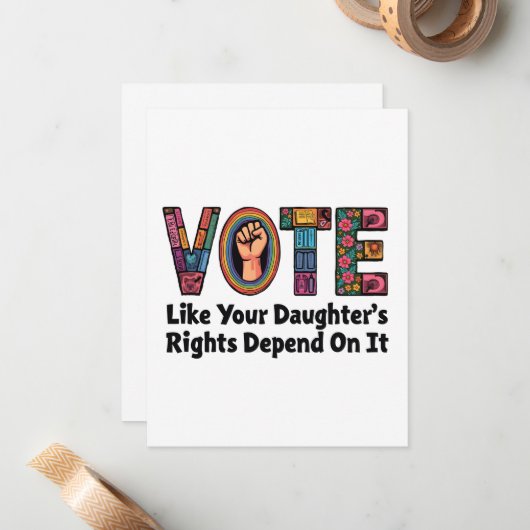 Stimmen Sie, wie die Rechte Ihrer Tochter davon ab Mitteilungskarte (Vorderseite/Rückseite Beispiel)