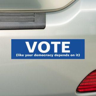 Stimmen, wie deine Demokratie von ihr abhängt blau Autoaufkleber