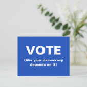 Stimmen, wie deine Demokratie von ihr abhängt blau Postkarte (Stehend Vorderseite)