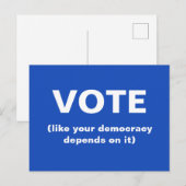 Stimmen, wie deine Demokratie von ihr abhängt blau Postkarte (Vorne/Hinten)