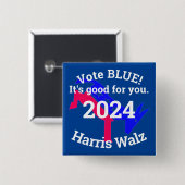 STIMMUNG BLUE Harris Walz 2024 Button (Vorne & Hinten)