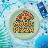Stimmung: Pizza - Fun Cartoon Slice mit Happy Topp Pappteller (Party)