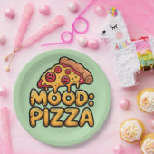 Stimmung: Pizza - Fun Cartoon Slice mit Happy Topp Pappteller (Party)