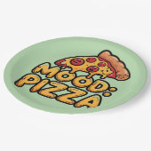 Stimmung: Pizza - Fun Cartoon Slice mit Happy Topp Pappteller (Schrägansicht)