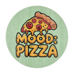 Stimmung: Pizza - Fun Cartoon Slice mit Happy Topp Schneidebrett