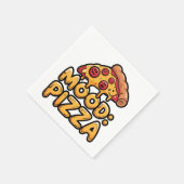 Stimmung: Pizza - Fun Cartoon Slice mit Happy Topp Serviette (Ecke)