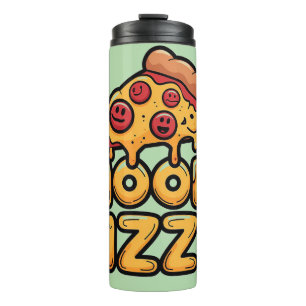 Stimmung: Pizza - Fun Cartoon Slice mit Happy Topp Thermosbecher