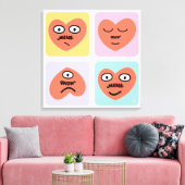 Stimmungsherzen - Vier verschiedene Gesichter Leinwanddruck (Insitu (Wohnzimmer))
