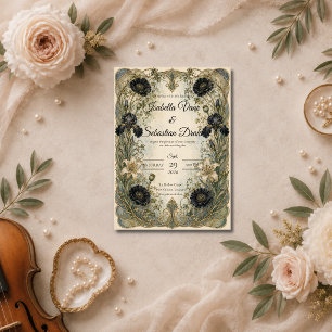 Stimmungsvolle Art Nouveau Botanische Eleganz Hoch Einladung