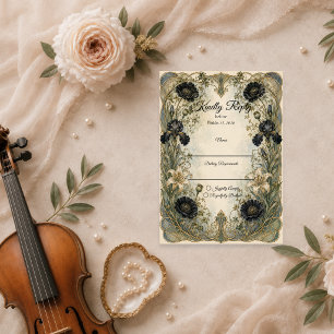 Stimmungsvolle Art Nouveau Botanische Eleganz Hoch RSVP Karte