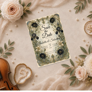 Stimmungsvolle Art Nouveau Botanische Eleganz Hoch Save The Date