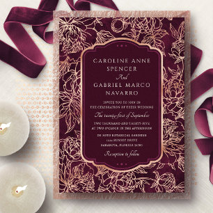 Stimmungsvolle Florale Rosen Luxuriöse Hochzeit Folieneinladung