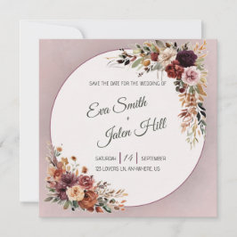Stimmungsvolle Herbst-Blumen-Quadrat-Hochzeitseinl Einladung