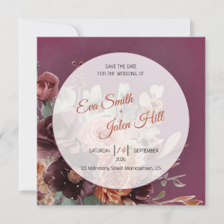 Stimmungsvolle Herbst-Blumen-Save-the-Date-Karte Einladung