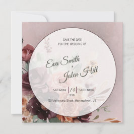 Stimmungsvolle Herbst-Blumen-Save-the-Date-Karte Einladung