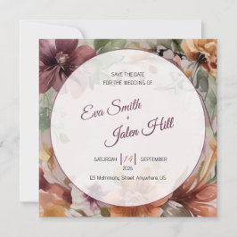 Stimmungsvolle Herbst-Blumen-Save-the-Date-Karte Einladung