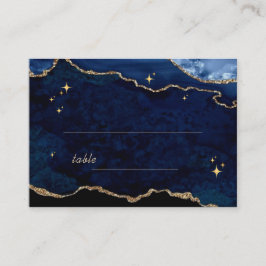 Stimmungsvolle himmlische Navy-Blau-Gold-Hochzeit Platzkarte