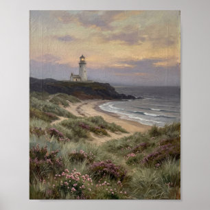 Stimmungsvolle Küsten-Leuchtturm-Seelandschaft II Poster