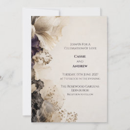 Stimmungsvolle lila abstrakte Blumenhochzeits-Einl Einladung