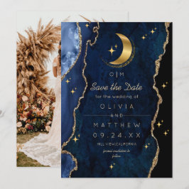 Stimmungsvolle Navy-Himmels-Foto-Save-the-Date Einladung