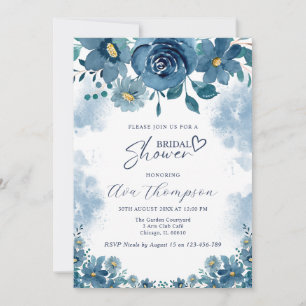 Stimmungsvolle Navy-Rauchblumen-Bridal-Shower Einladung
