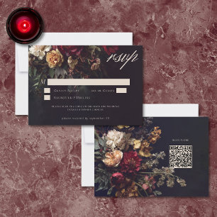 Stimmungsvolle Romantische Dunkle Florale Gotische RSVP Karte