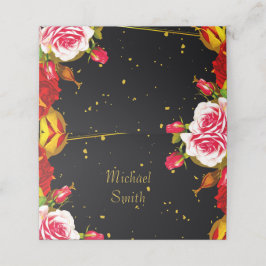 Stimmungsvolle schwarze florale goldene Folien-Hoc Platzkarte