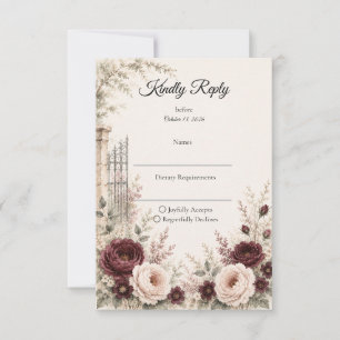 Stimmungsvolle Vintage-Garten-Romantik-Hochzeit RSVP Karte