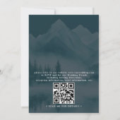 Stimmungsvolle Wasserfarben Berge Kiefern QR-Code Einladung (Rückseite)