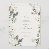 Stimmungsvolles Immergrün und weiße Rose Botanisch Einladung (Vorne/Hinten)