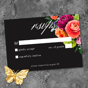 Stimmungsvolles Luxus-Blumen-Hochzeit in lebhaftem RSVP Karte