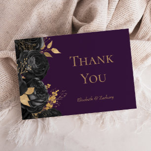 Stimmungsvolles Schwarz Gold Floral Lila Hochzeit Karte
