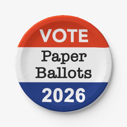 Stimmzettel Wahlzettel 2026 Midterm-Wahl Papierbec Pappteller (Vorderseite)