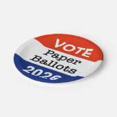 Stimmzettel Wahlzettel 2026 Midterm-Wahl Papierbec Pappteller (Schrägansicht)