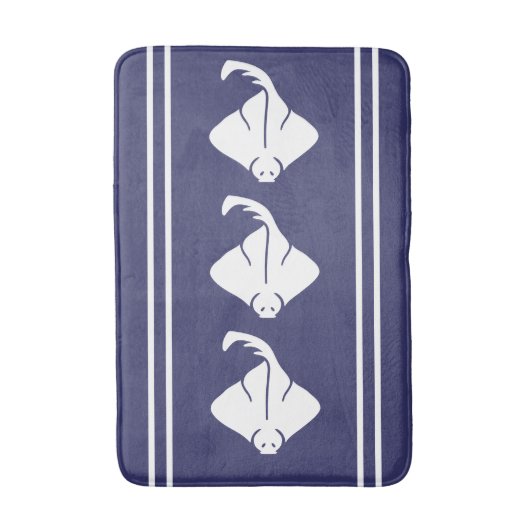 STING RAY White auf blaue Tischlampe Badematte (Vorderseite Vertikal)