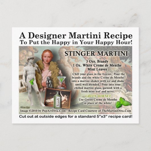 Stinger Martini Rezept Postkarte (Vorderseite)