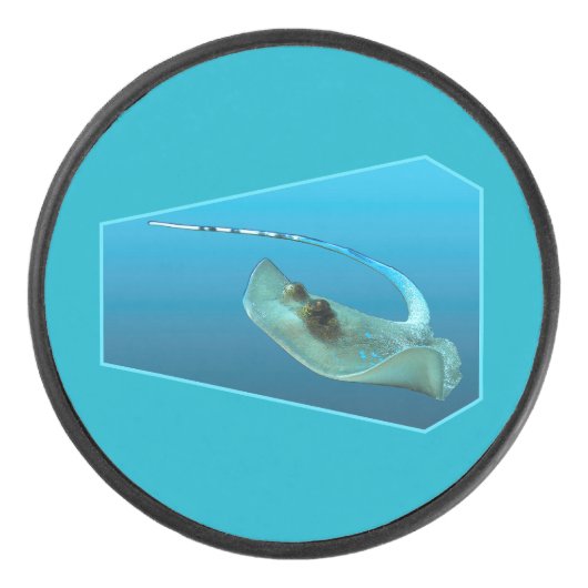 Stingray bewegt! Designgradientenblau | Eishockey Puck (Vorderseite)