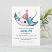 Stingray Birthday Party Einladung Pool (Stehend Vorderseite)