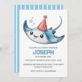 Stingray Birthday Party Einladung Pool (Vorne/Hinten)